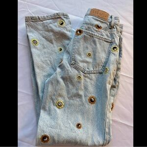 PacSun Light Blue Jeans with Floral Embroidery 26
